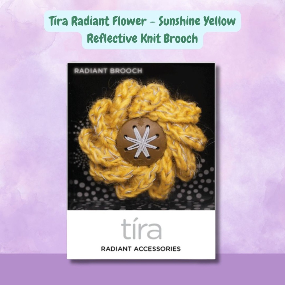 Tíra Radiant Flower – Sunshine Yellow – Reflective Knit Brooch